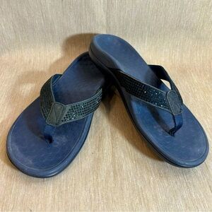 VIONIC Sz 7 Tide Flipflop Style Glitter Toe Post Comfort Soles Slip On Sandals